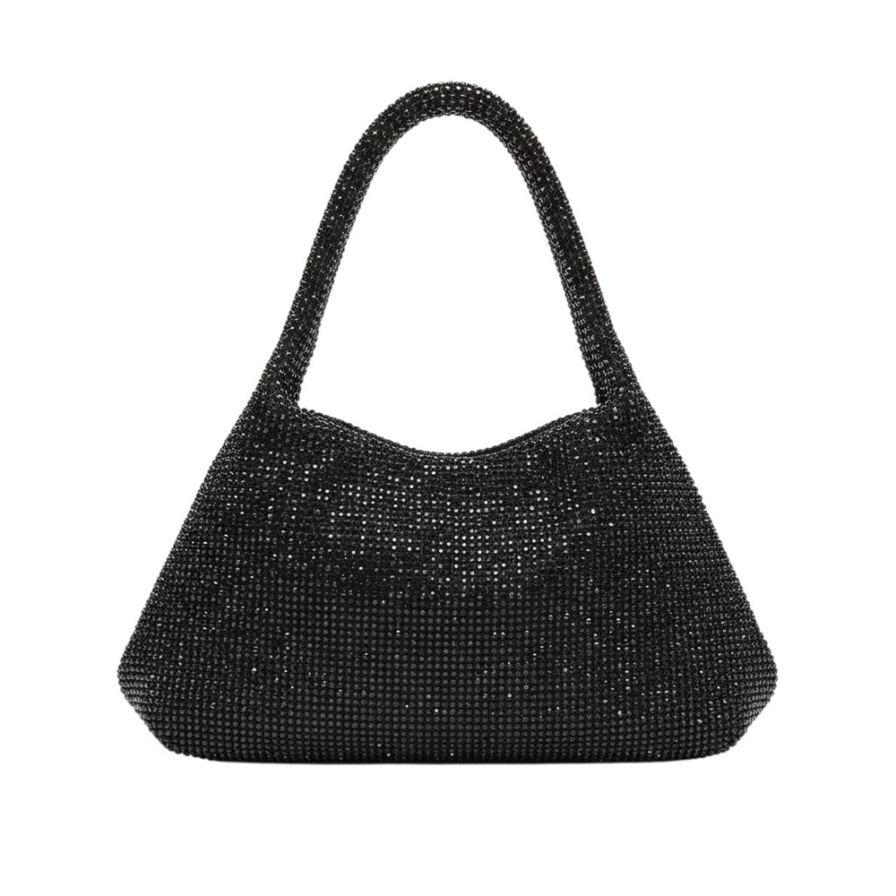 Elegant Black Beaded Wristlet Bag - Jessica McClintock